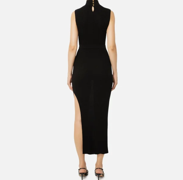 Elisabetta Franchi Abiti In Maglia | Abiti^Abito midi in viscosa e lurex a costine Nero