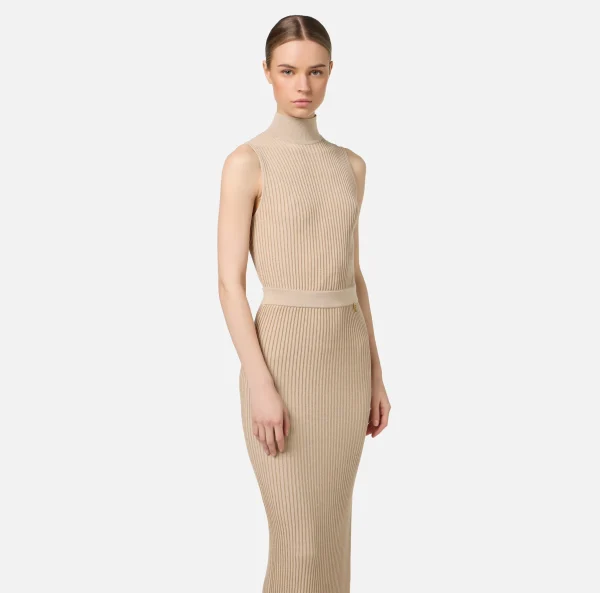 Elisabetta Franchi Abiti In Maglia | Abiti^Abito midi in viscosa e lurex a costine Corda