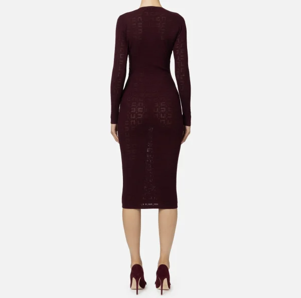 Elisabetta Franchi Abiti | Abiti Midi^Abito midi in viscosa logo punto rete RougeNoir