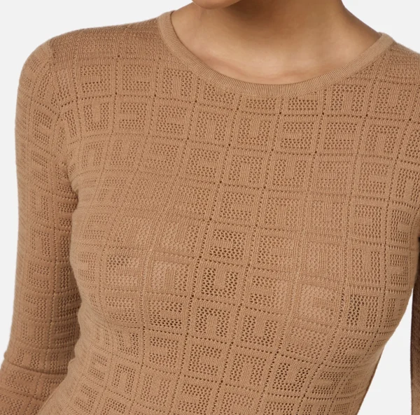 Elisabetta Franchi Abiti | Abiti Midi^Abito midi in viscosa logo punto rete Camel