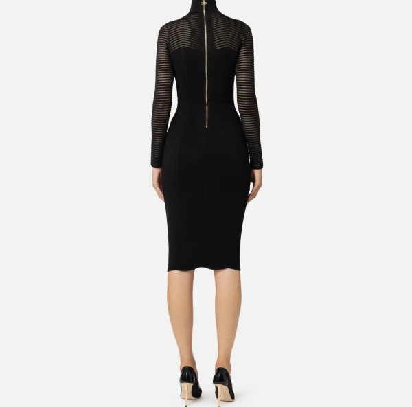 Elisabetta Franchi Abiti | Abiti Midi^Abito midi in viscosa motivo chevron Nero