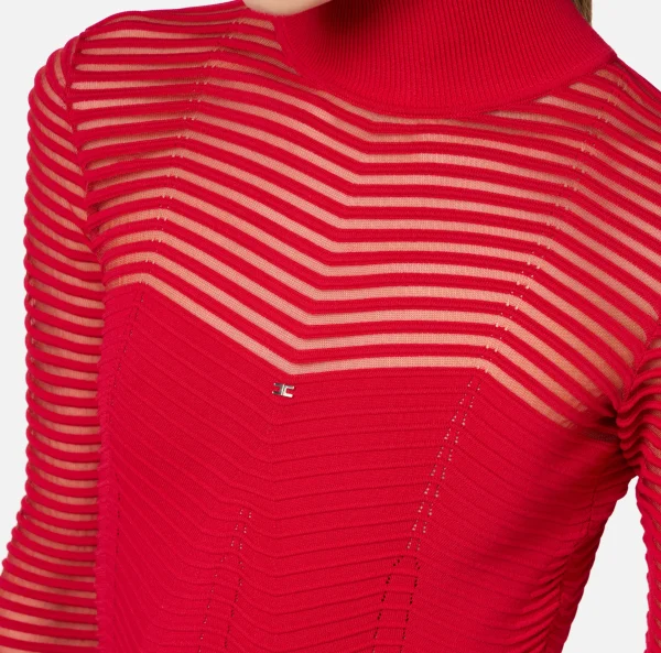 Elisabetta Franchi Abiti | Abiti Midi^Abito midi in viscosa motivo chevron RedPassion