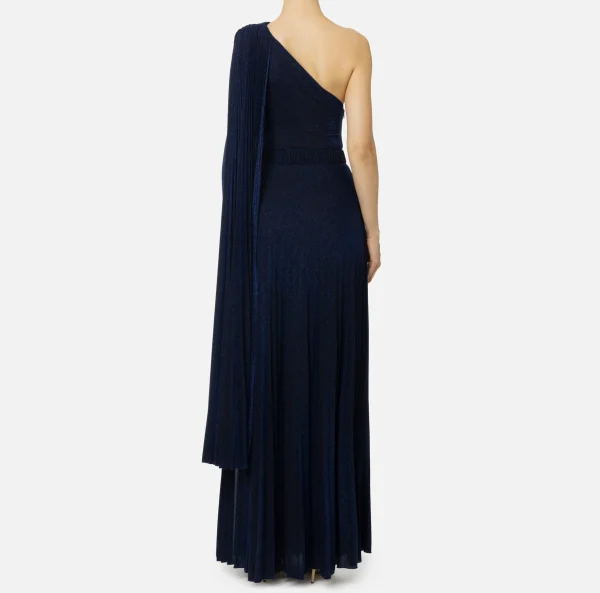 Elisabetta Franchi Abiti Red Carpet | Red Carpet^Abito monospalla red carpet in jersey lurex plissettato Navy