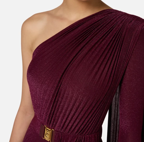 Elisabetta Franchi Abiti Red Carpet | Red Carpet^Abito monospalla red carpet in jersey lurex plissettato RougeNoir