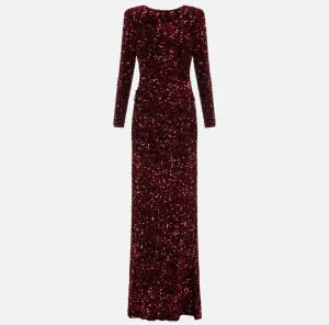 Elisabetta Franchi Abiti Red Carpet | Red Carpet^Abito red carpet in ciniglia ricamata con pailettes RougeNoir