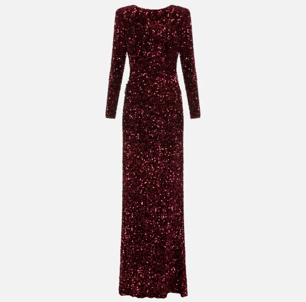 Elisabetta Franchi Abiti Red Carpet | Red Carpet^Abito red carpet in ciniglia ricamata con pailettes RougeNoir