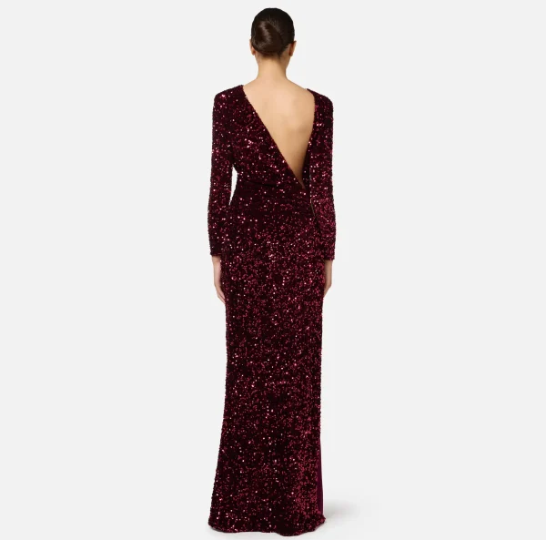 Elisabetta Franchi Abiti Red Carpet | Red Carpet^Abito red carpet in ciniglia ricamata con pailettes RougeNoir