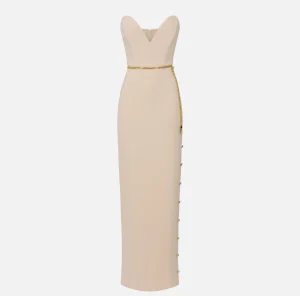 Elisabetta Franchi Abiti Red Carpet | Red Carpet^Abito red carpet in crêpe con scollo bustier Crema