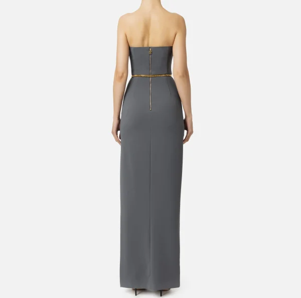 Elisabetta Franchi Abiti Red Carpet | Red Carpet^Abito red carpet in crêpe con scollo bustier Steel