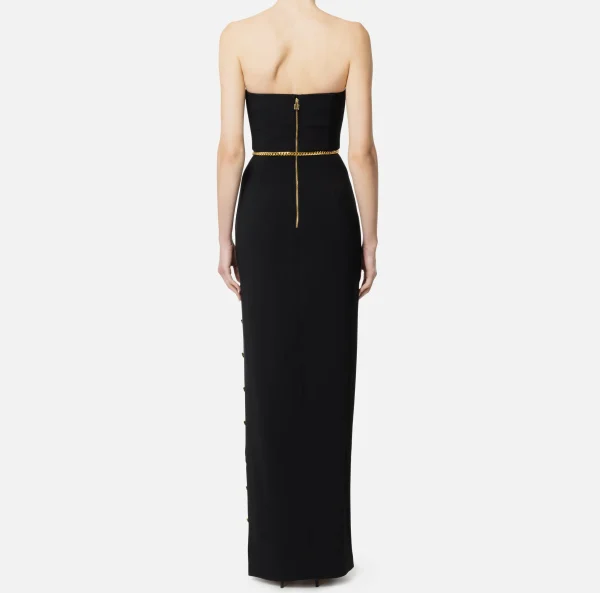 Elisabetta Franchi Abiti Red Carpet | Red Carpet^Abito red carpet in crêpe con scollo bustier Nero