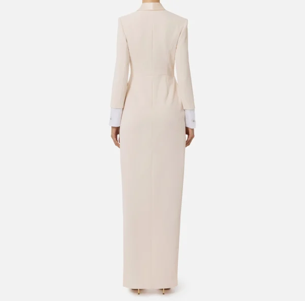 Elisabetta Franchi Abiti Red Carpet | Red Carpet^Abito red carpet in crêpe con revers in raso Burro