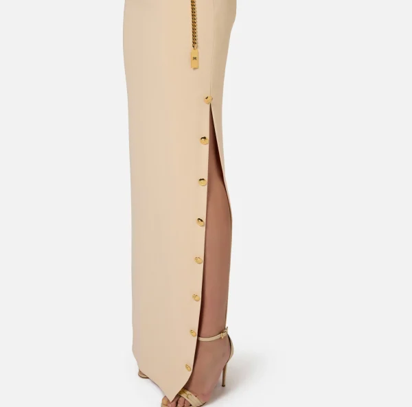 Elisabetta Franchi Abiti Red Carpet | Red Carpet^Abito red carpet in crêpe con scollo bustier Crema