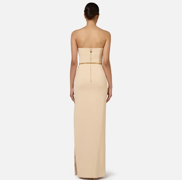 Elisabetta Franchi Abiti Red Carpet | Red Carpet^Abito red carpet in crêpe con scollo bustier Crema