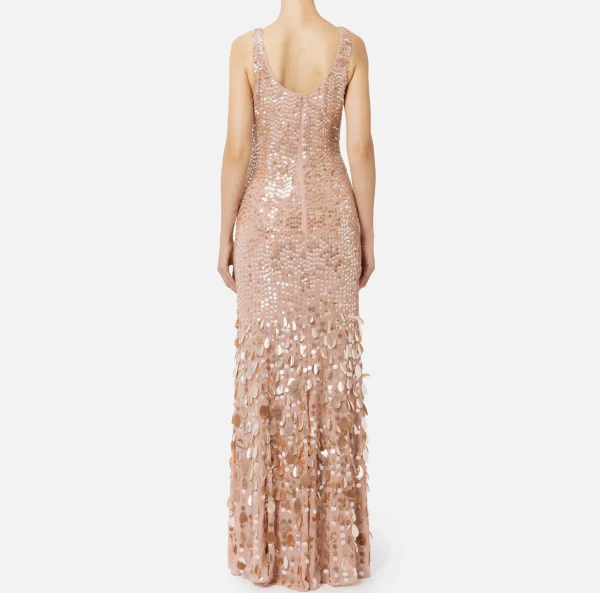 Elisabetta Franchi Abiti Red Carpet | Red Carpet^Abito red carpet in georgette ricamata con paillettes Carne