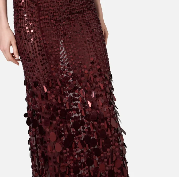 Elisabetta Franchi Abiti Red Carpet | Red Carpet^Abito red carpet in georgette ricamata con paillettes RougeNoir