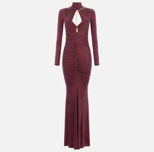 Elisabetta Franchi Abiti Red Carpet | Red Carpet^Abito red carpet in jersey drappeggiato con collana RougeNoir