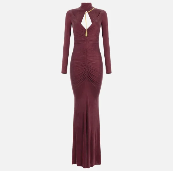 Elisabetta Franchi Abiti Red Carpet | Red Carpet^Abito red carpet in jersey drappeggiato con collana RougeNoir