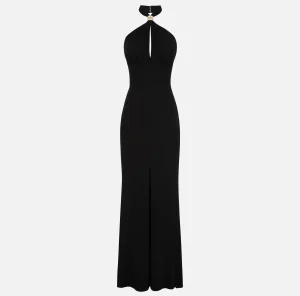 Elisabetta Franchi Abiti Red Carpet | Red Carpet^Abito red carpet in jersey con drappeggio e placca logo Nero