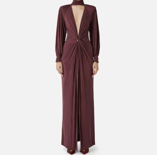 Elisabetta Franchi Abiti Red Carpet | Red Carpet^Abito red carpet in jersey cupro con nodo RougeNoir