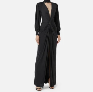 Elisabetta Franchi Abiti Red Carpet | Red Carpet^Abito red carpet in jersey cupro con nodo Nero