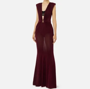 Elisabetta Franchi Abiti Red Carpet | Red Carpet^Abito red carpet in jersey lurex con reggiseno RougeNoir/Nero