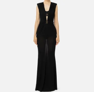 Elisabetta Franchi Abiti Red Carpet | Red Carpet^Abito red carpet in jersey lurex con reggiseno Nero
