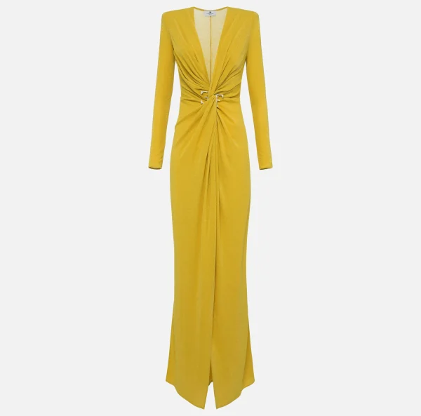 Elisabetta Franchi Abiti | Abiti Red Carpet^Abito red carpet in jersey lurex con nodo e accessorio logo Mimosa
