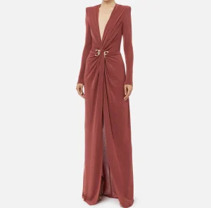 Elisabetta Franchi Abiti | Abiti Red Carpet^Abito red carpet in jersey lurex con nodo e accessorio logo Ombretto