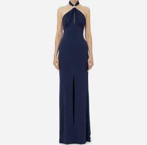 Elisabetta Franchi Abiti Red Carpet | Red Carpet^Abito red carpet in jersey con drappeggio e placca logo Navy