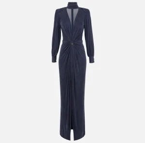 Elisabetta Franchi Abiti Red Carpet | Red Carpet^Abito red carpet in jersey cupro con nodo Navy