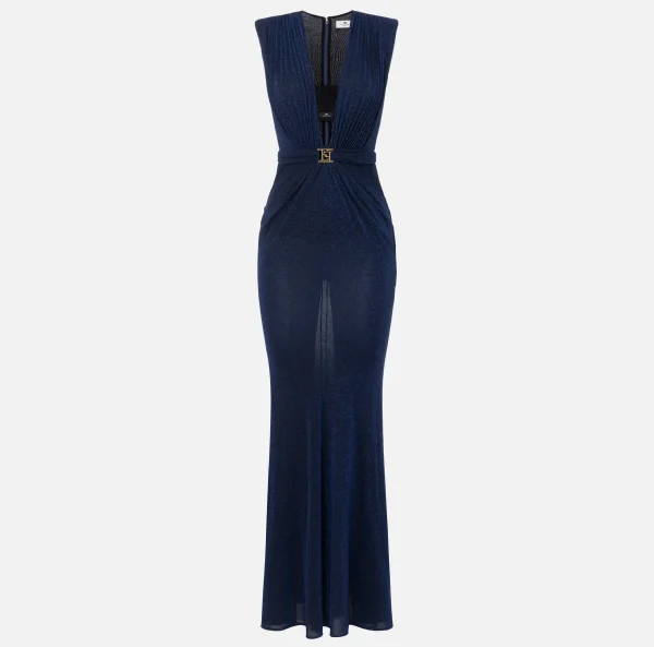 Elisabetta Franchi Abiti Red Carpet | Red Carpet^Abito red carpet in jersey lurex con reggiseno Navy/Nero