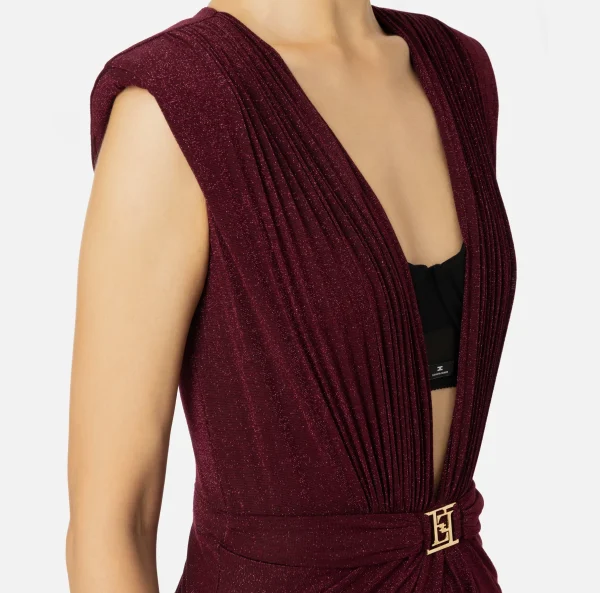 Elisabetta Franchi Abiti Red Carpet | Red Carpet^Abito red carpet in jersey lurex con reggiseno RougeNoir/Nero