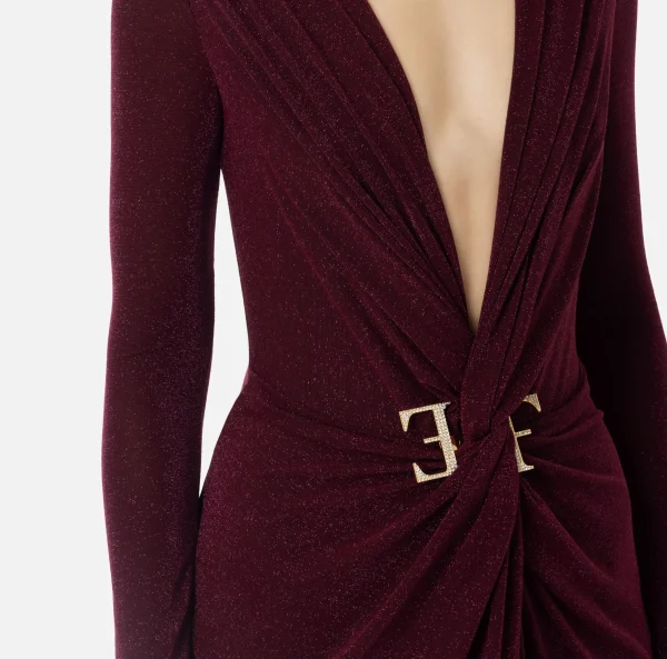 Elisabetta Franchi Abiti | Abiti Red Carpet^Abito red carpet in jersey lurex con nodo e accessorio logo RougeNoir