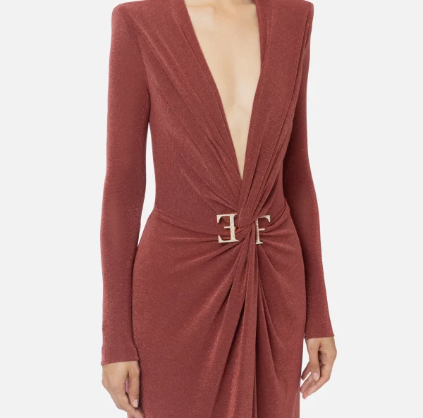 Elisabetta Franchi Abiti | Abiti Red Carpet^Abito red carpet in jersey lurex con nodo e accessorio logo Ombretto