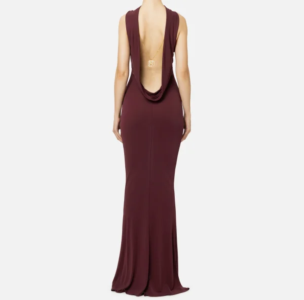 Elisabetta Franchi Abiti Red Carpet | Red Carpet^Abito red carpet in jersey con collana sulla schiena RougeNoir