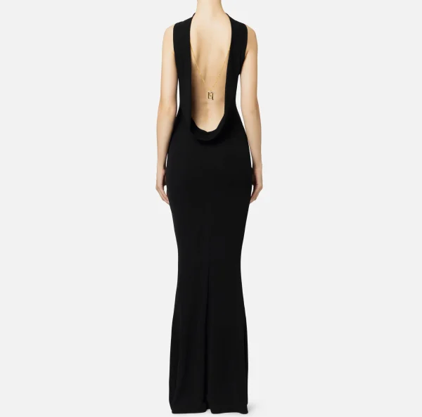 Elisabetta Franchi Abiti Red Carpet | Red Carpet^Abito red carpet in jersey con collana sulla schiena Nero