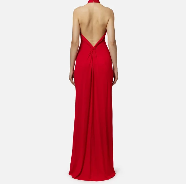 Elisabetta Franchi Abiti Red Carpet | Red Carpet^Abito red carpet in jersey con drappeggio e placca logo RedPassion