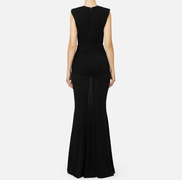 Elisabetta Franchi Abiti Red Carpet | Red Carpet^Abito red carpet in jersey lurex con reggiseno Nero
