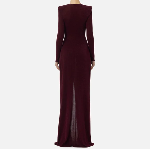 Elisabetta Franchi Abiti | Abiti Red Carpet^Abito red carpet in jersey lurex con nodo e accessorio logo RougeNoir