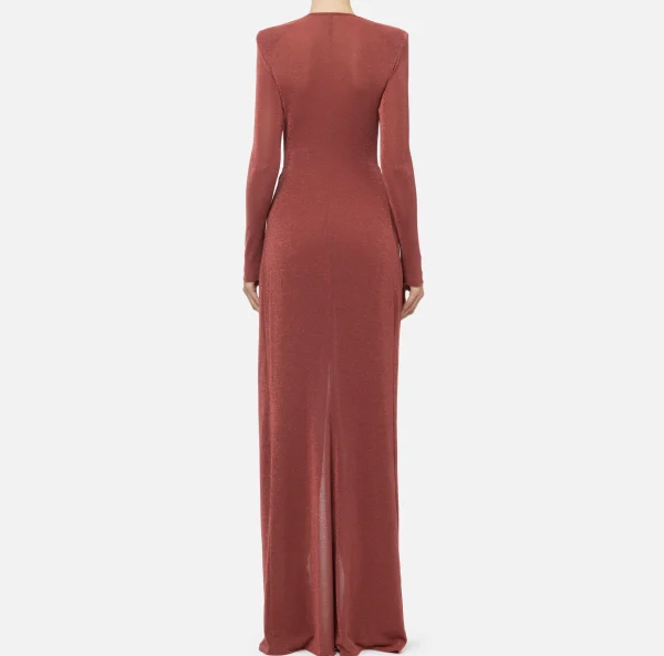 Elisabetta Franchi Abiti | Abiti Red Carpet^Abito red carpet in jersey lurex con nodo e accessorio logo Ombretto