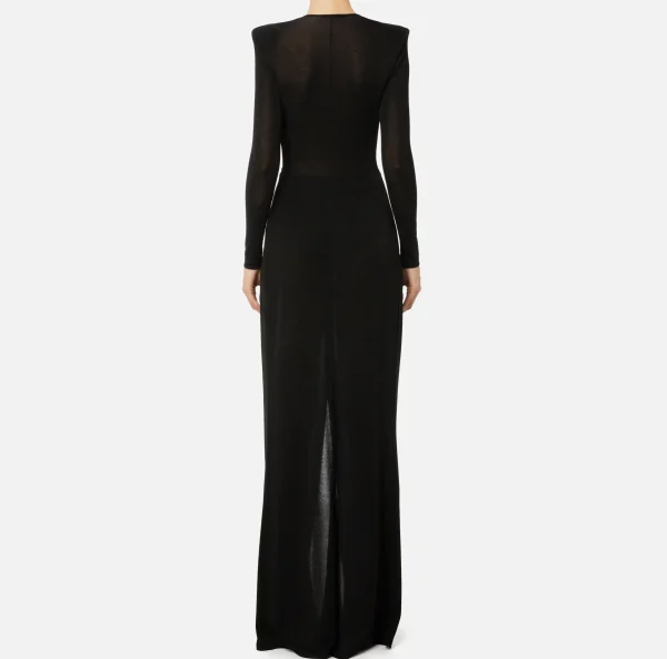 Elisabetta Franchi Abiti | Abiti Red Carpet^Abito red carpet in jersey lurex con nodo e accessorio logo Nero