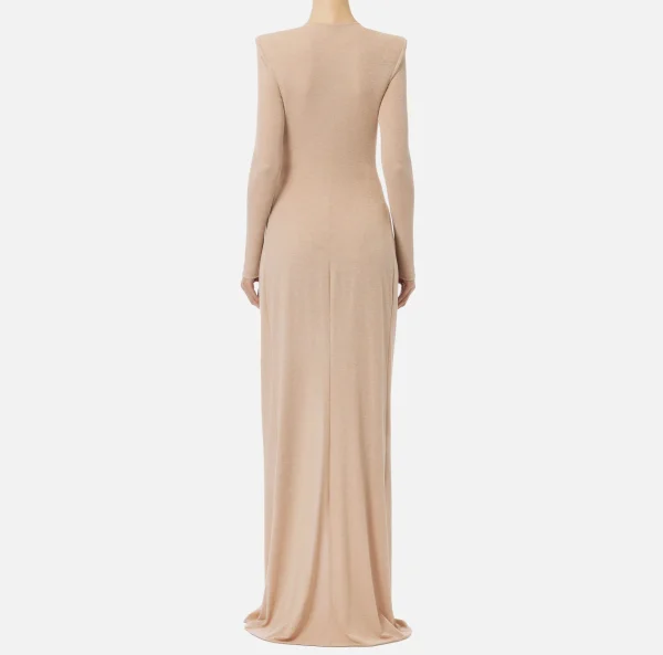 Elisabetta Franchi Abiti | Abiti Red Carpet^Abito red carpet in jersey lurex con nodo e accessorio logo Carne