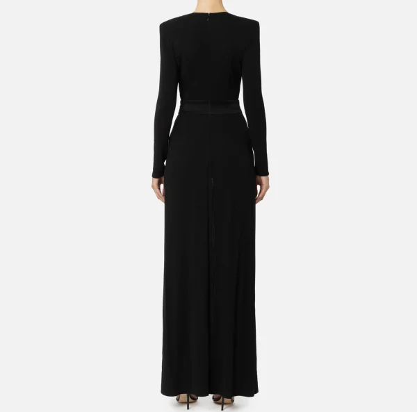 Elisabetta Franchi Abiti Red Carpet | Red Carpet^Abito red carpet in jersey con ampio spacco centrale Nero