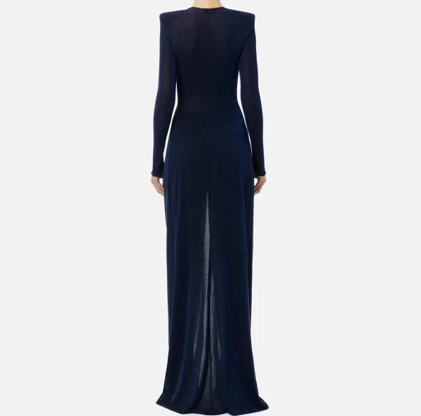 Elisabetta Franchi Abiti | Abiti Red Carpet^Abito red carpet in jersey lurex con nodo e accessorio logo Navy
