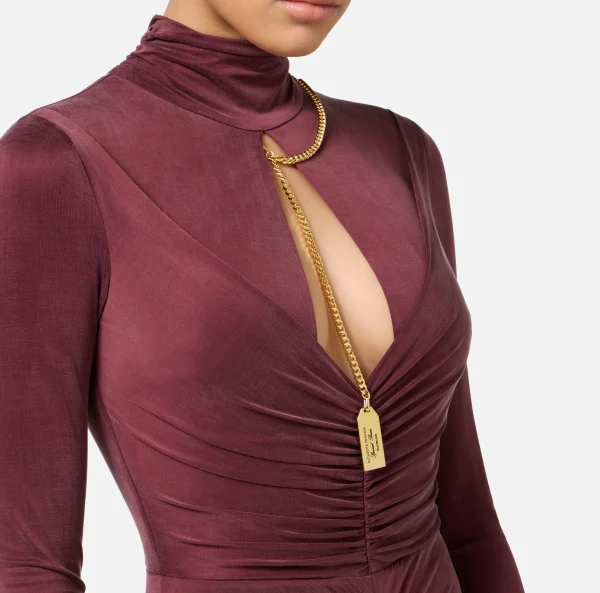 Elisabetta Franchi Abiti Red Carpet | Red Carpet^Abito red carpet in jersey drappeggiato con collana RougeNoir