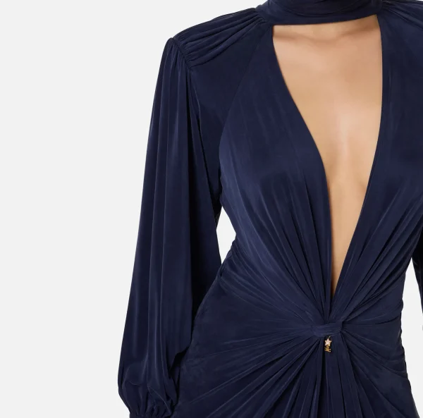 Elisabetta Franchi Abiti Red Carpet | Red Carpet^Abito red carpet in jersey cupro con nodo Navy