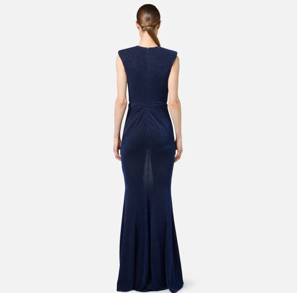 Elisabetta Franchi Abiti Red Carpet | Red Carpet^Abito red carpet in jersey lurex con reggiseno Navy/Nero