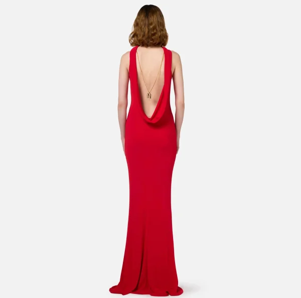 Elisabetta Franchi Abiti Red Carpet | Red Carpet^Abito red carpet in jersey con collana sulla schiena RedPassion