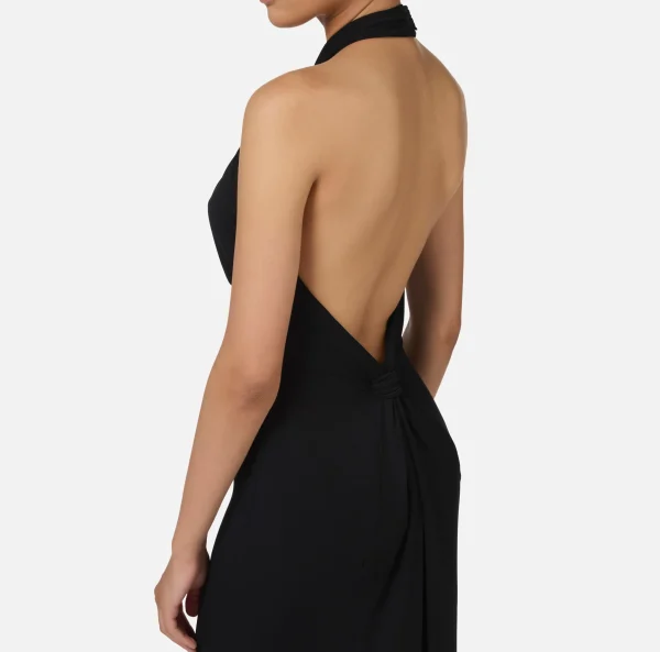 Elisabetta Franchi Abiti Red Carpet | Red Carpet^Abito red carpet in jersey con drappeggio e placca logo Nero