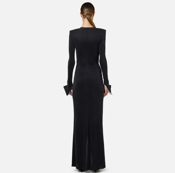 Elisabetta Franchi Abiti Red Carpet | Red Carpet^Abito red carpet in jersey drappeggiato con fusciacca Nero/Burro